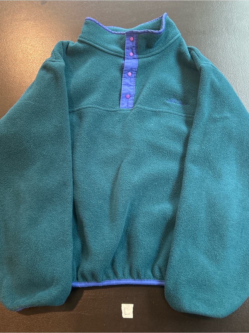 Kids Teal Fleece Pullover Jacket with Purple Trim